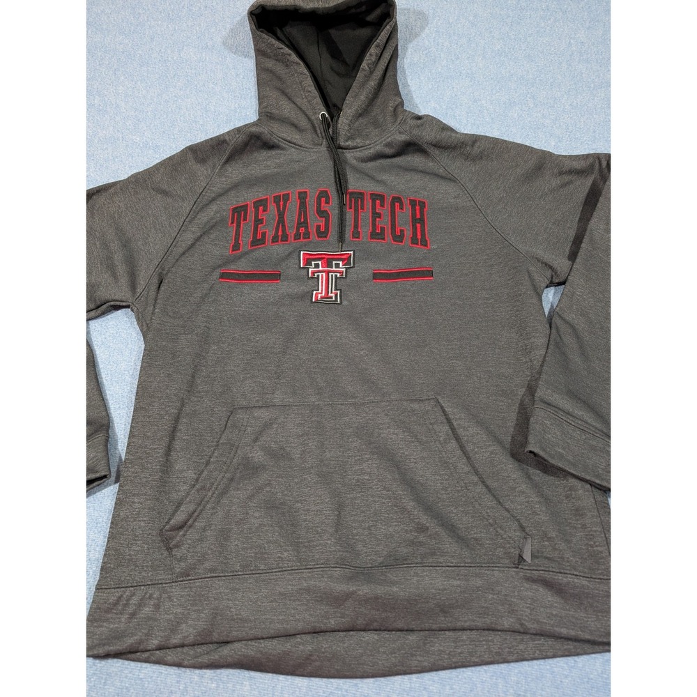 Texas Tech Red Raiders Hoodie Charcoal Grey Fleece Pullover Mens XL Double T
